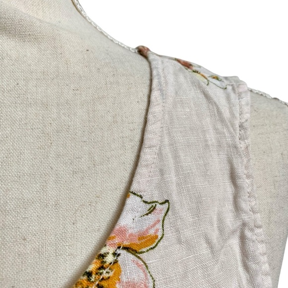 Rachel Rachel Roy Linen Floral Peplum Blouse Light Pink Sleeveless Top Size M - Picture 4 of 11